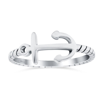 Anchor Band Oxidized Solid 925 Sterling Silver Thumb Ring (8mm)